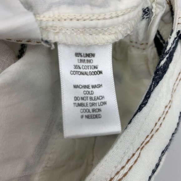 Ann Taylor LOFT Pants Linen Blend White Blue Stripe Skinny - Picture 8 of 8